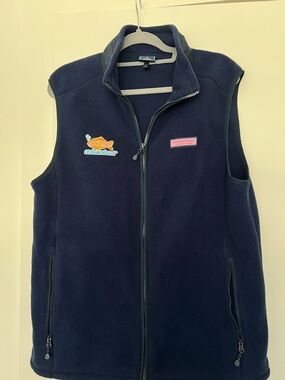 Vineyard Vines Navy Fleece Vest with Logo Patch
